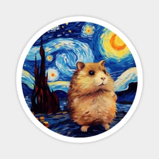 Scared Hamster, van gogh style, starry night, Post-impressionism Magnet